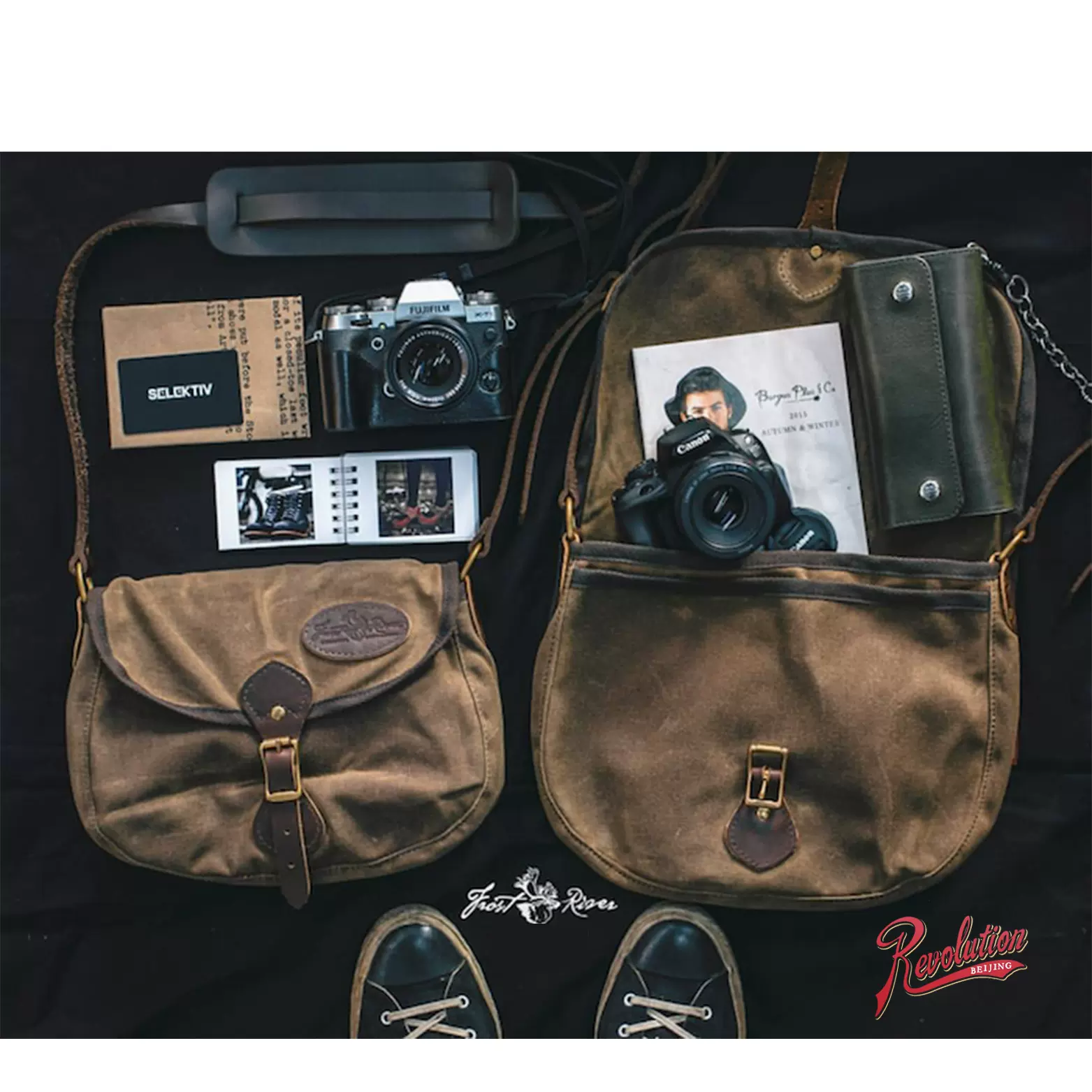 frost river 560/561/562 shell bag卡其色油蜡布斜挎单车骑