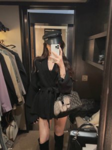 In mimiface high -level V -neck tie sweater jacket female autumn wool versatile knitted cardigan top
