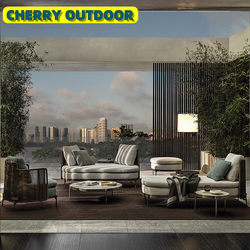 Nordic Outdoor Sofa Leisure Terrace Courtyard Villa Garden Rattan Chair Outdoor Waterproof Sun Protection Rattan Furniture Combination