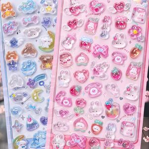 
3d three-dimensional relief sticker cartoon Japanese aesthetic 3d three-dimensional relief acrylic diamond gem sticker for children and girls
