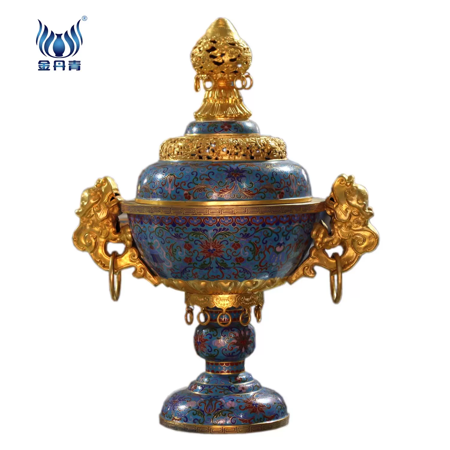 金丹青》手工胎掐絲琺瑯景泰藍香爐純紫銅大碗薰香爐