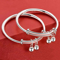 Children's Silver Bracelet Baby 999 Pure Silver Unisex Kids Silver-Plated Jewelry Silver Bracelet Baby Full Month Birthday Gift