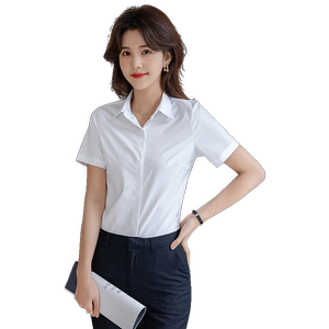 
Bamboo fiber blue short-sleeved shirt for women's career 2025 summer new style work clothes long-sleeved white shirt work clothes