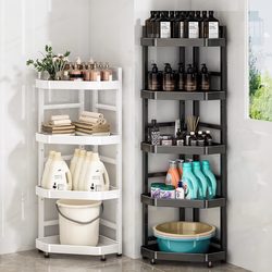 Bathroom Storage Rack, Floor-Standing Bathroom Triangular Storage Rack, Multifunctional Corner Sundries Storage Rack for the Restroom