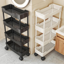 Bathroom Storage Rack, Multifunctional Storage Rack for the Restroom, Small Trolley for the Washroom, Floor-Standing Gap-Filling Organizer for the Toilet