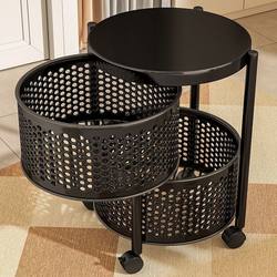 Kitchen Rotating Storage Rack Floor-Standing Multi-Layer Storage Shelf Multi-Functional Household Vegetable Basket Vegetable and Fruit Snack Rack