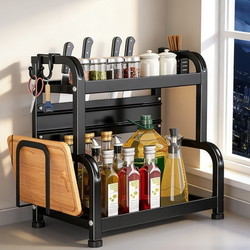 Kitchen Spice Storage Rack Countertop Spice Rack Multifunctional Condiment Organizer for Oil, Salt, Sauce, and Vinegar