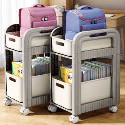 School Bag Storage Rack, Movable Trolley, Book Storage Rack, Multi-Layer Home Storage Solution for School Bags, Under-Desk Cabinet with Wheels