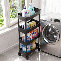 Bathroom Storage Rack, Floor-Standing, Special for Bathroom, Behind-The-Door Gap Storage Rack, Multifunctional Wall-Side Organizing Shelf for Toilet