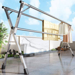 Foldable Indoor Clothes Drying Rack for Home Use, Balcony, Bedroom, Stainless Steel, Outdoor Retractable Rod Type for Drying Quilts