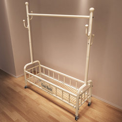 Floor-Standing Clothes Rack for Home Use, Simple Indoor Clothes Rack, Bedroom Coat Rack, Thickened Clothes Rack, Mobile Bag Rack