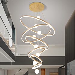 Large Chandelier for Duplex Floors, Chandelier for Open Living Room, Villa Staircase Light, Light Luxury Modern Mezzanine Hollow Hall Main Light