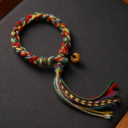 Ziyuju Fully Hand-woven Tibetan Colorful Hand Rope Bracelet Wenwan Cotton Rope Retro Ethnic Style Tassel Jewelry