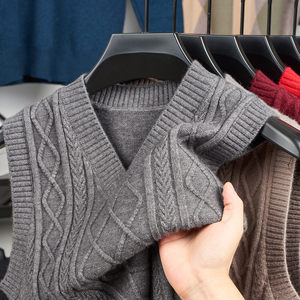 
Spring men's high-end vest with thickened warm sweater waistcoat daddy knitted vest casual top