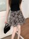 Large size high-end ruffled floral skirt for women in summer new high-waisted temperament A-line skirt versatile short skirt