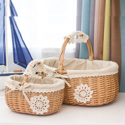 Storage Basket, Rattan and Wicker Storage Basket, Snack Basket, Shopping Basket, Photography Storage Basket, Picnic Basket, Fruit Basket, Flower Basket