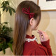 New Year's Bow hair clip red velvet bangs folder side clamping temperament 2025 new rhinestone celebrates New Year's head jewelry female
