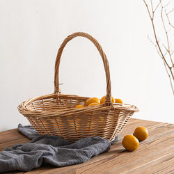 Liu Ruixuan Flower Basket Wicker Flower Basket Handmade Rural Style Green Plant Arrangement Succulent Creative Wall Hanging Handheld Ornament