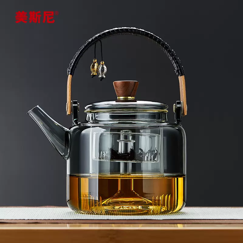 美斯尼玻璃煮茶壶耐高温明火烧水壶围炉提梁蒸茶器电陶炉茶具套装-Taobao