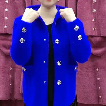 
Internet celebrity imitation mink velvet mother's atmospheric hooded jacket