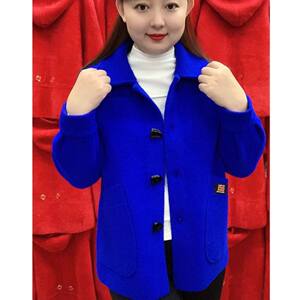 Netizen Mom's Solid Color Fashionable Square Neck Double Faced Cloth Children's Short Outwear Spring and Autumn New Solid Color Coat