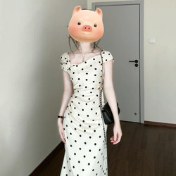 French-Style High-End Polka Dot Dress for Women, 2026 New Popular Summer Outfit, Elegant Waist-Cinching Slimming Long Dress