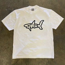 Make Money and Do Charity! 3A260G Pure Cotton Double Yarn! American Retro Heavyweight Couple's Loose Short-Sleeved T-Shirt for Women and Men