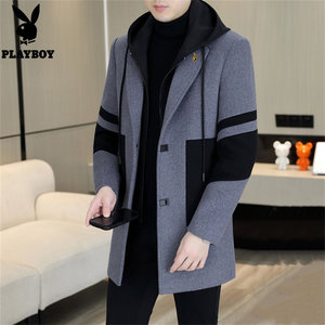 
Playboy winter men's thickened woolen woolen coat men's medium-length trendy handsome casual windbreaker jacket