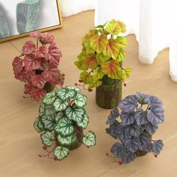 Artificial Plant Monstera Green Begonia Leaves Fake Greenery Home Indoor Decoration Creative Pet Landscaping Artificial Flowers