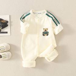 Infant and Toddler Autumn Jumpsuit Long-Sleeved Romper for Boys, Stylish Cartoon Baseball Outfit, Korean Style Outdoor Romper