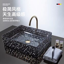 Light Luxury Glass Crystal Cast Art Basin Transparent Countertop Basin Washbasin Rectangular Handwashing Basin
