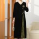 New autumn retro Chinese velvet dress fashionable middle-aged mother's temperament noble embroidered mid-length skirt