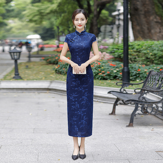 Cheongsam Dress Summer Retro Chinese Style Elegant Long Robe