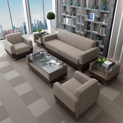 Office Sofa, Business Simple Style, Reception Single or Three-Seater Small Fabric Sofa and Coffee Table Set