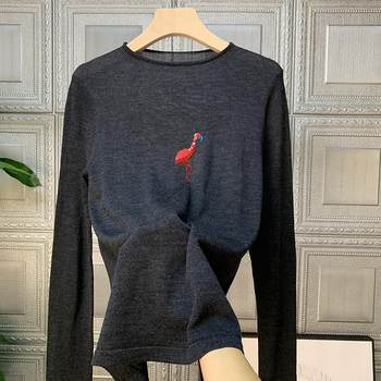 Large discount for foreign trade original single women's clothing counter withdraws Flamingo long-sleeved sweater base slim body
