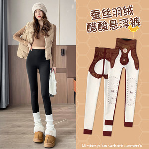 
Silk Down Suspension Shark Leggings Women's Outerwear Autumn and Winter New High Waist Plus Velvet Warm Cotton Pants Thickened Pants