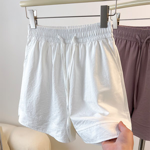 White ice silk Yamamoto sports shorts for women summer 2026 new outer wear running casual loose wide-leg five-point pants