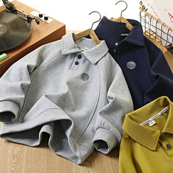 Boys' Collared Sweatshirt, Spring and Autumn 2026 New Style, Stylish Polo Shirt for Children, Versatile and Fashionable Clothing for Older Kids