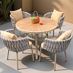 Nordic Outdoor Table and Chair Five-Piece Set, Light Luxury, One Table and Two Chairs, Villa Courtyard, Trendy Garden Leisure Tea Table