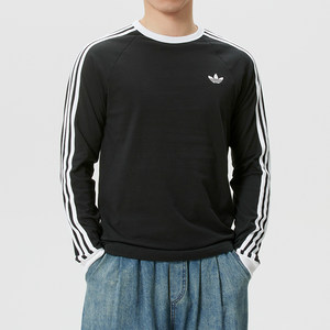 
~adidas Adidas clover men's and women's retro-style sportswear couples bottoming long-sleeved T-shirt KE3546