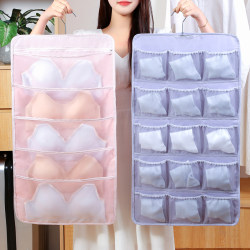 Underwear Storage Hanging Bag, Double-Sided Bra Fabric Storage Organizer, Wardrobe Hanging Type for Panties and Socks, Door-Back Storage Bag