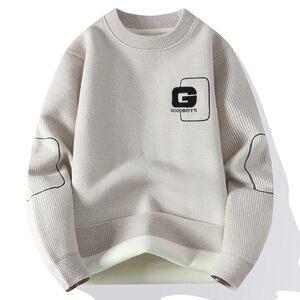 
All-in-one fleece sweater for men, autumn and winter thickened sweatshirt, winter trendy brand warm men's wear, knitted bottoming shirt