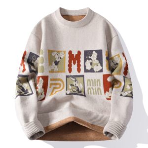 
Trendy brand loose sweater men's autumn and winter 2025 new warm knitted bottoming shirt men's warm top
