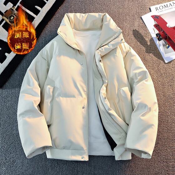 
Winter men's American retro stand collar workwear trendy brand pilot function windproof couple warm leather jacket cotton clothes