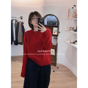 Taotaojia [Temperature of Love] Winter high quality 100% pure wool round neck sweater pullover sweater 1107