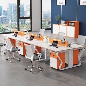 
Bold staff desk staff desk 4/6 person computer workstation office 2/8 person desk and chair combination simple and modern