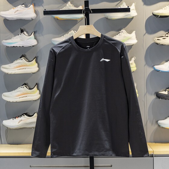 
Li Ning long-sleeved T-shirt men's 2025 winter new thin velvet warm round neck pullover sports top YTLV111