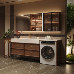 Simple Modern Light Luxury Washing Machine Integrated Cabinet Balcony Bathroom Cabinet Combination Bathroom Slate Ceramic Basin Washbasin