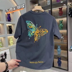 Withdrawal From Shopping Malls ~ Tail Goods Clearance Pick Up Missing Inventory Design Sense Embroidery Heavyweight Short-sleeved T-shirt Men And Women Ins Pure Cotton Summer