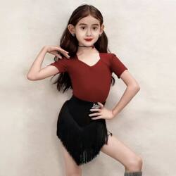 Latin Dance Practice Clothes for Girls 2026 Summer New Style Children's Dance Skirt Performance Training Clothes Tassel Suit Performance Clothes